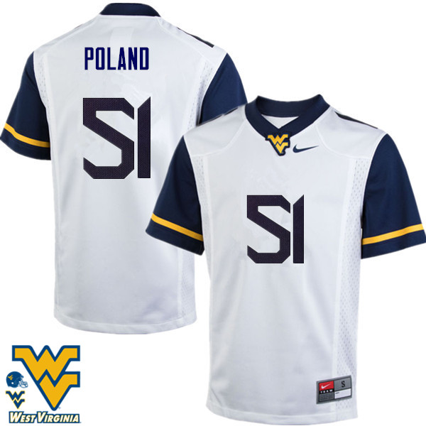 NCAA Men's Kyle Poland West Virginia Mountaineers White #51 Nike Stitched Football College Authentic Jersey MA23P46SJ